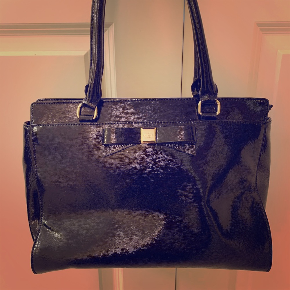 Kate Spade shiny black shoulder bag